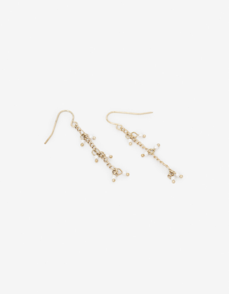 Aros Colgantes Largos Perla Aros Largos De Metal Y Perla Sintética. - Dorado