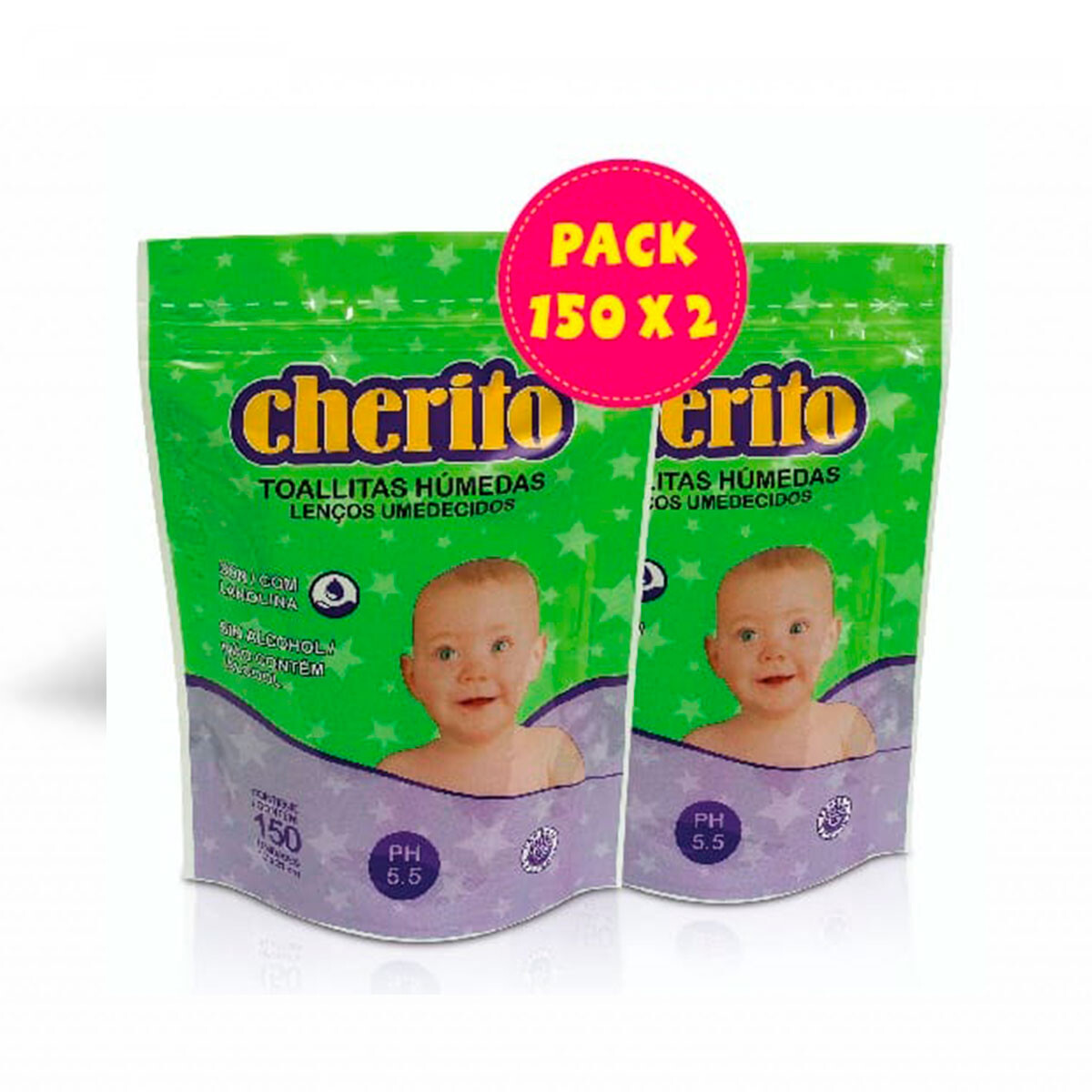 Toallitas Húmedas Cherito 2x150 – Pack Ahorro con Máxima Suavidad