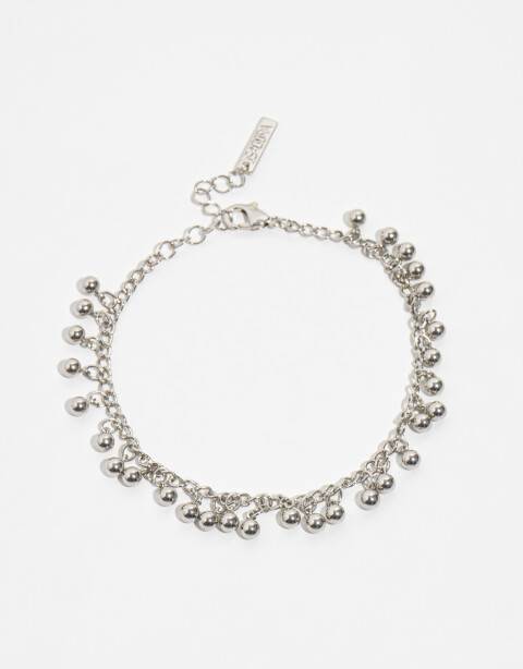 Pulseras Flexibles Metal Pulsera Con Bolitas De Metal - Plateado Rodio