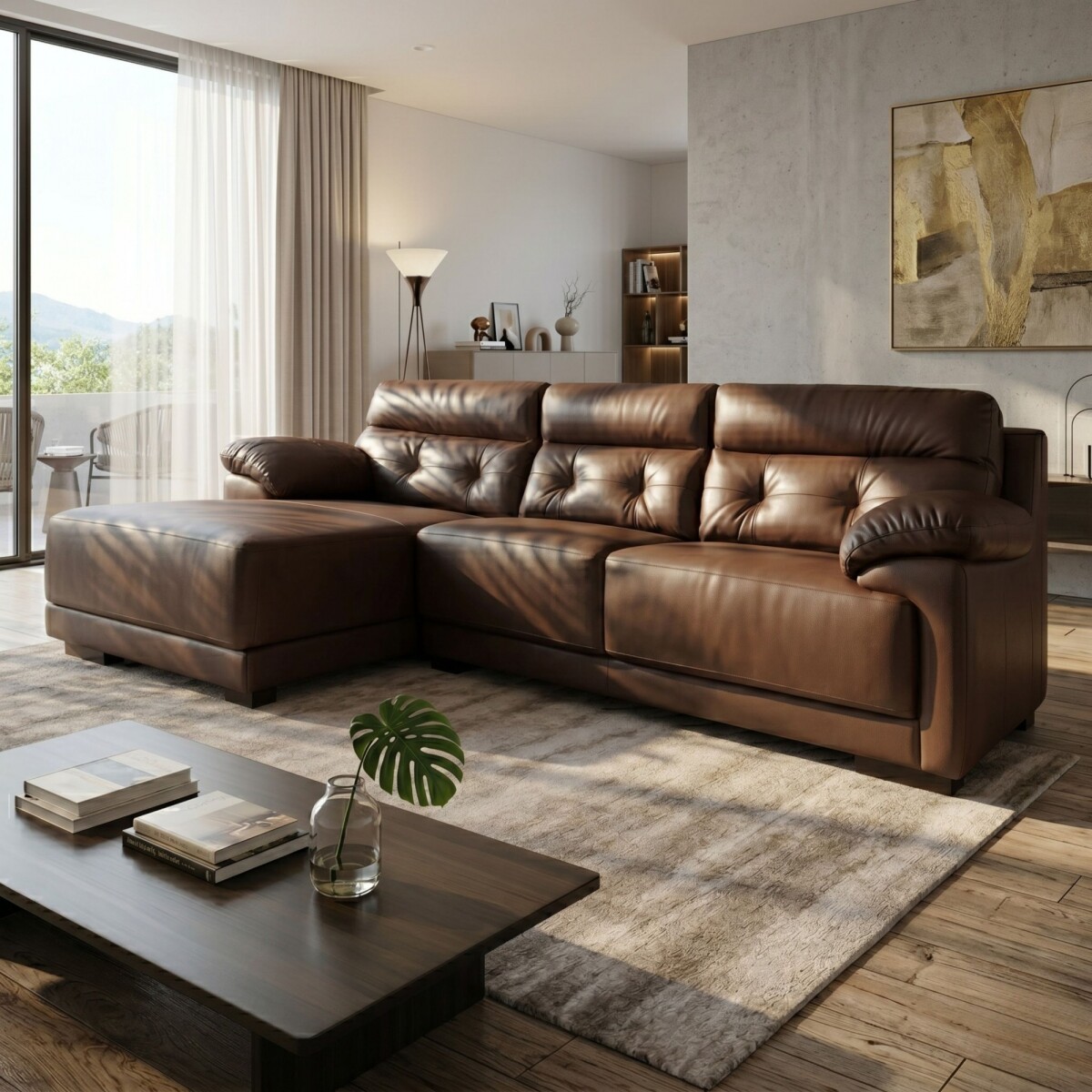 Sofá Albany - 3 cuerpos - Caramelo - Chaise Derecho 