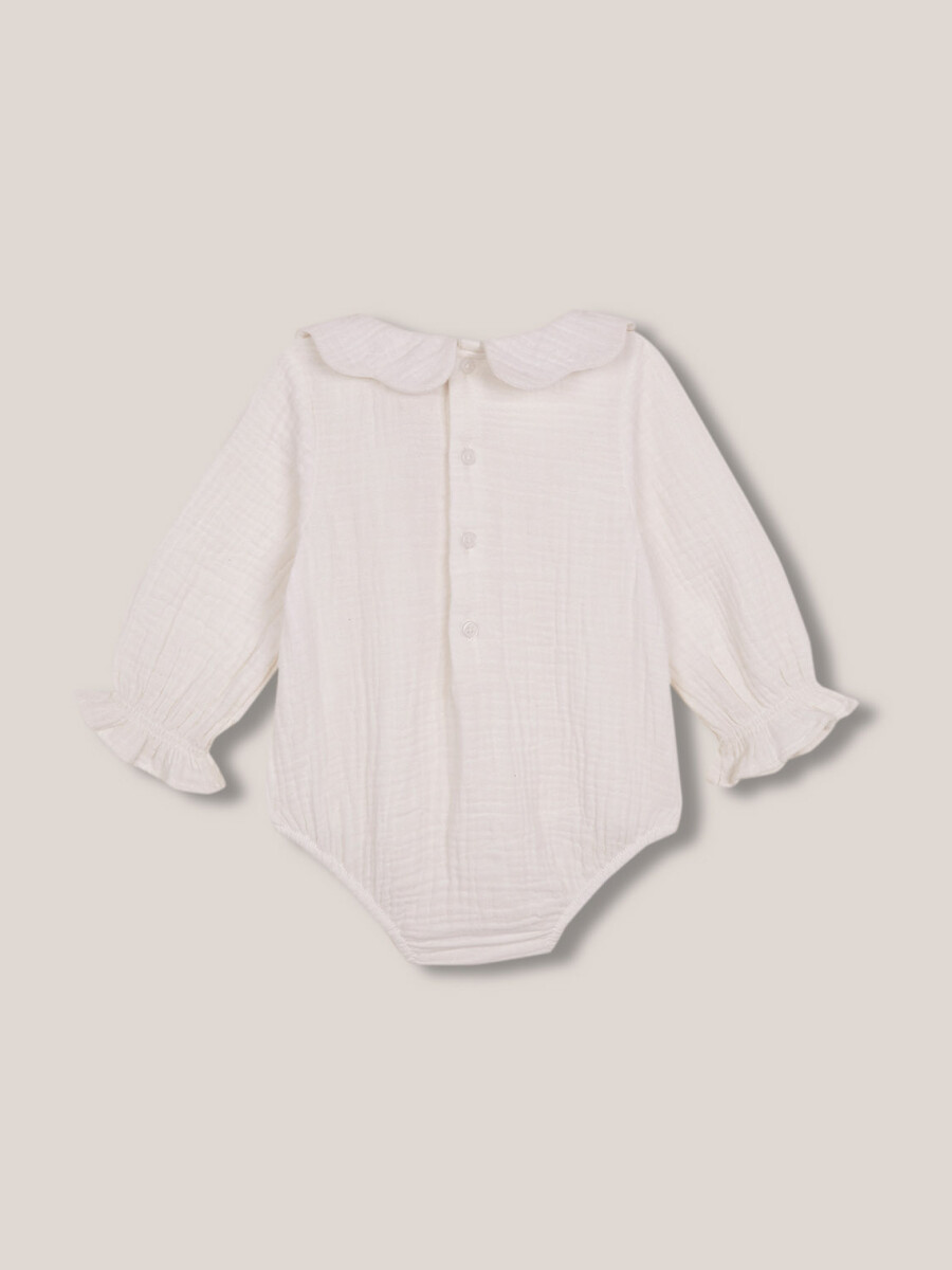Camisa Body Con Cuello De Ondas Blanco