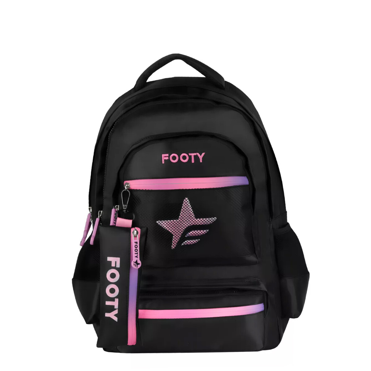 Mochila Footy Big Attitude - Negro - Fucsia 