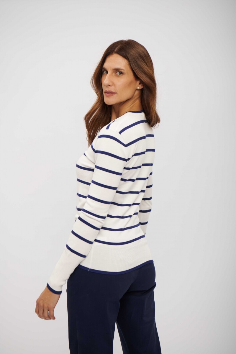 BUZO PRUDENCIA CREMA Y AZUL MARINO