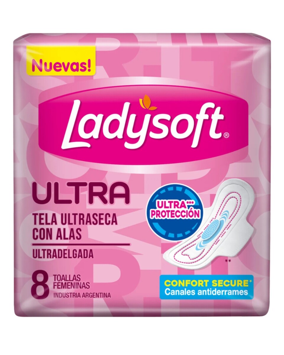 Ladysoft Toallas Femeninas Ultraseca con Alas 8 Unidades | Absorción y Confort