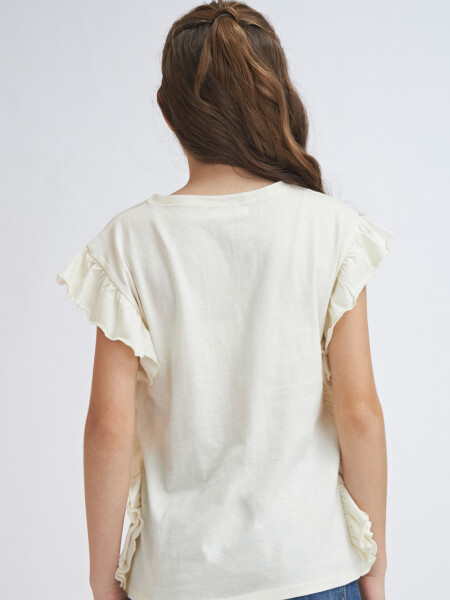 Camiseta sin mangas volados - Blanco