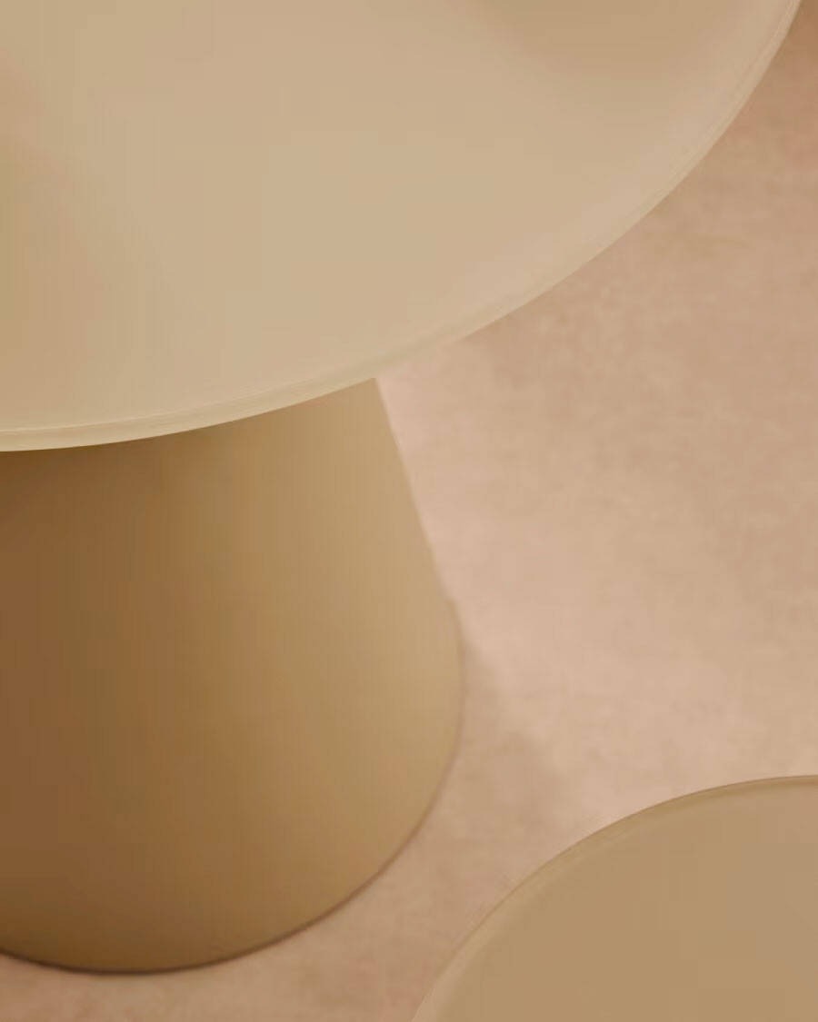 Mesa auxiliar Wilshire cristal templado glaseado y acero acabado pintado gris mate Ø50cm