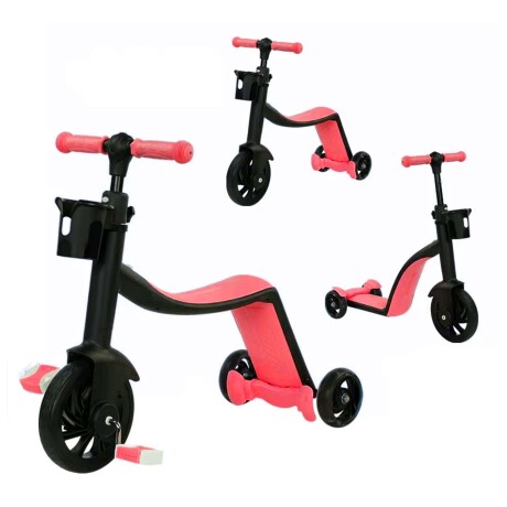 Bicicleta Monopatín Triciclo 3 en 1 Ajustable para Niños Rosa