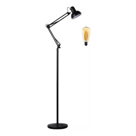 Lámpara De Pie Moderna Metal Regulable 1.5 Metros Negro