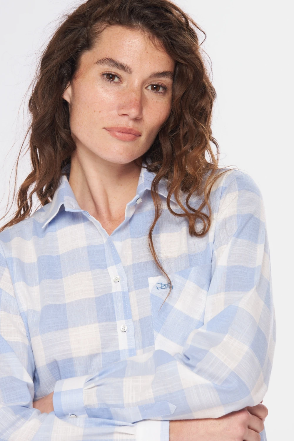 CAMISA A CUADROS Celeste