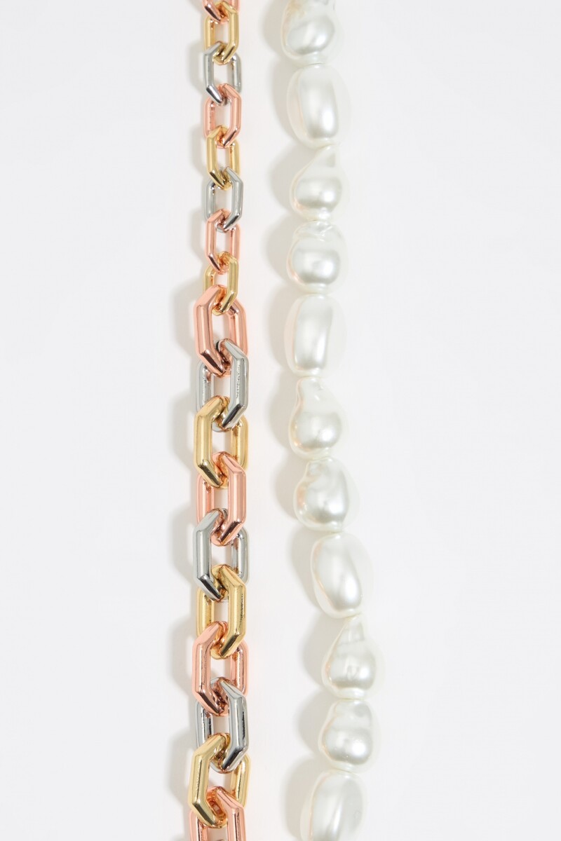 COLLAR CADENA Y PERLAS Oro