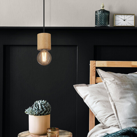 Lámpara colgante con portalámparas E27 de madera EG6240