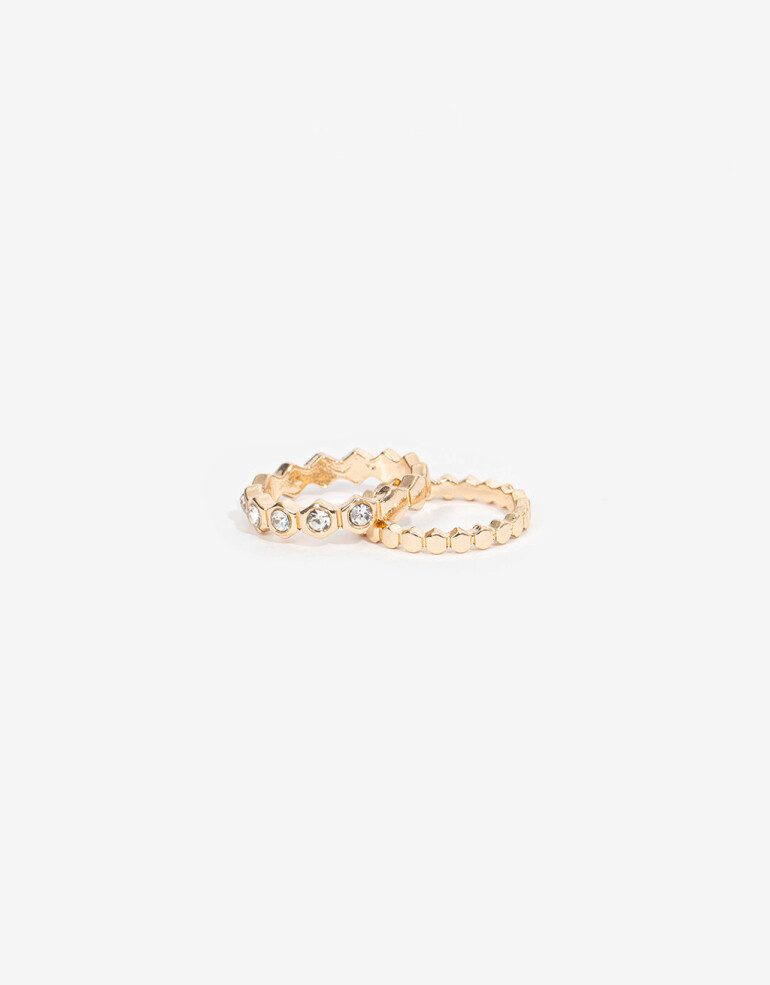 Sets Anillos Metal Set De Anillos Metal Con Strass - Dorado