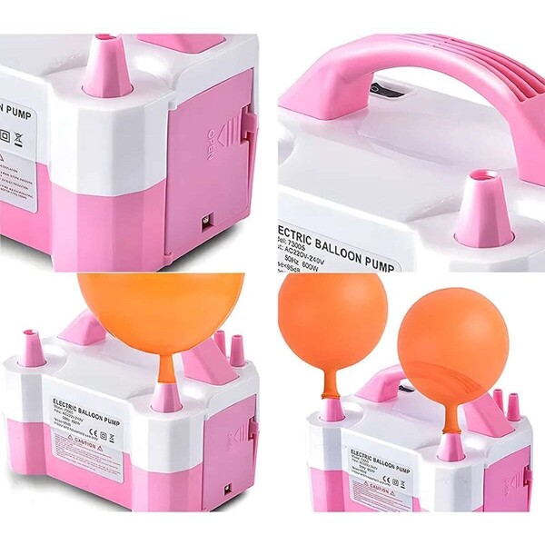 Inflador De Globos Eléctrico 2 Inyectores Cumpleaños Fiestas Variante Color Rosa