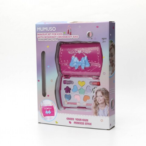 SET DE MAQUILLAJE INFANTIL CON BOLSO CRUZADO Y LAZO SET DE MAQUILLAJE INFANTIL CON BOLSO CRUZADO Y LAZO