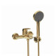 Griferia De Ducha Exterior Linea Epuyen Fv Brushed Gold Con Transferencia , Telefono Y Soporte