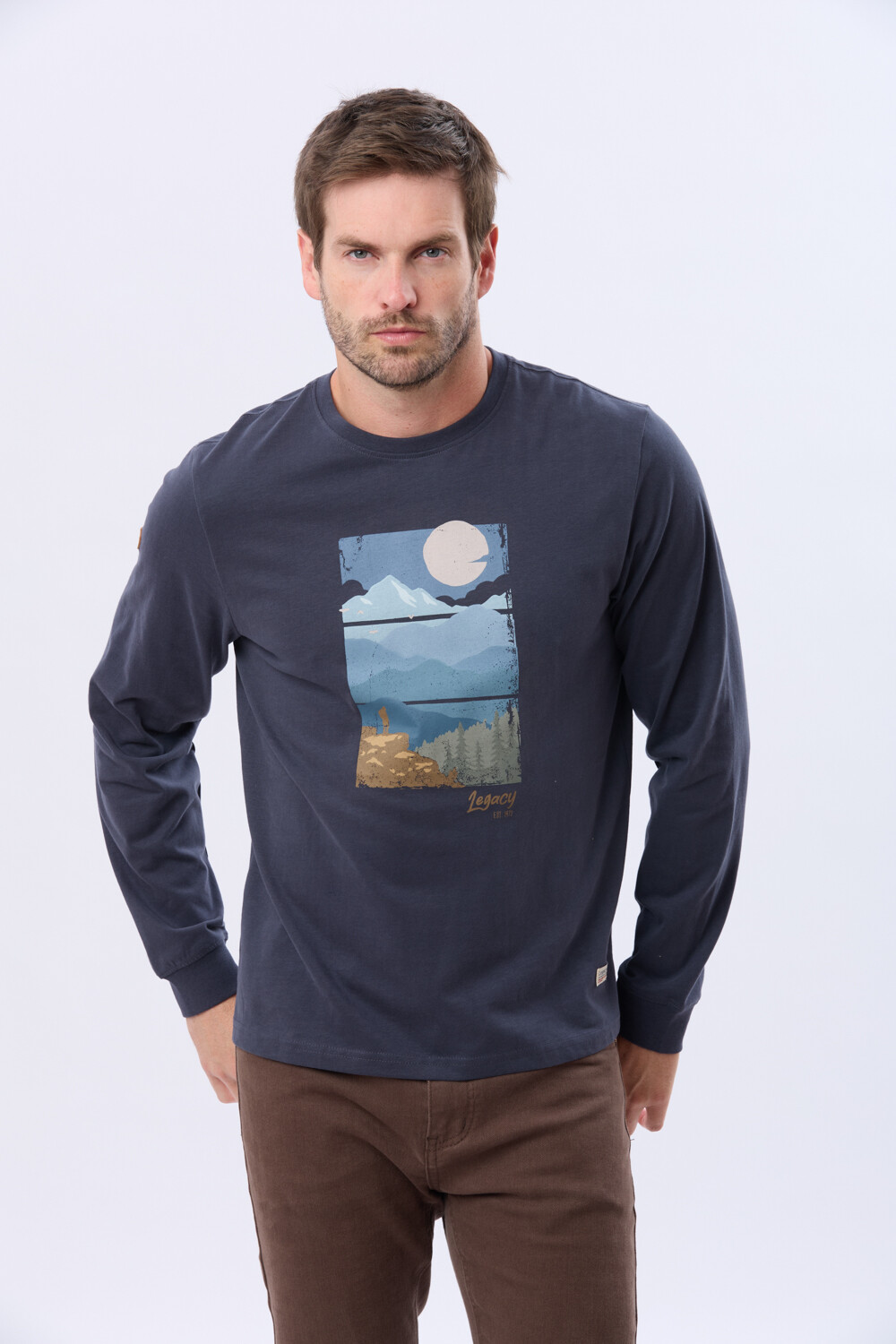 REMERA ESTAMPADA DE ALGODÓN Azul