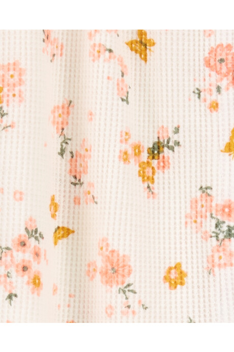 Pijama una pieza de algodón térmico con pie, diseño floral Pijama una pieza de algodón térmico con pie, diseño floral