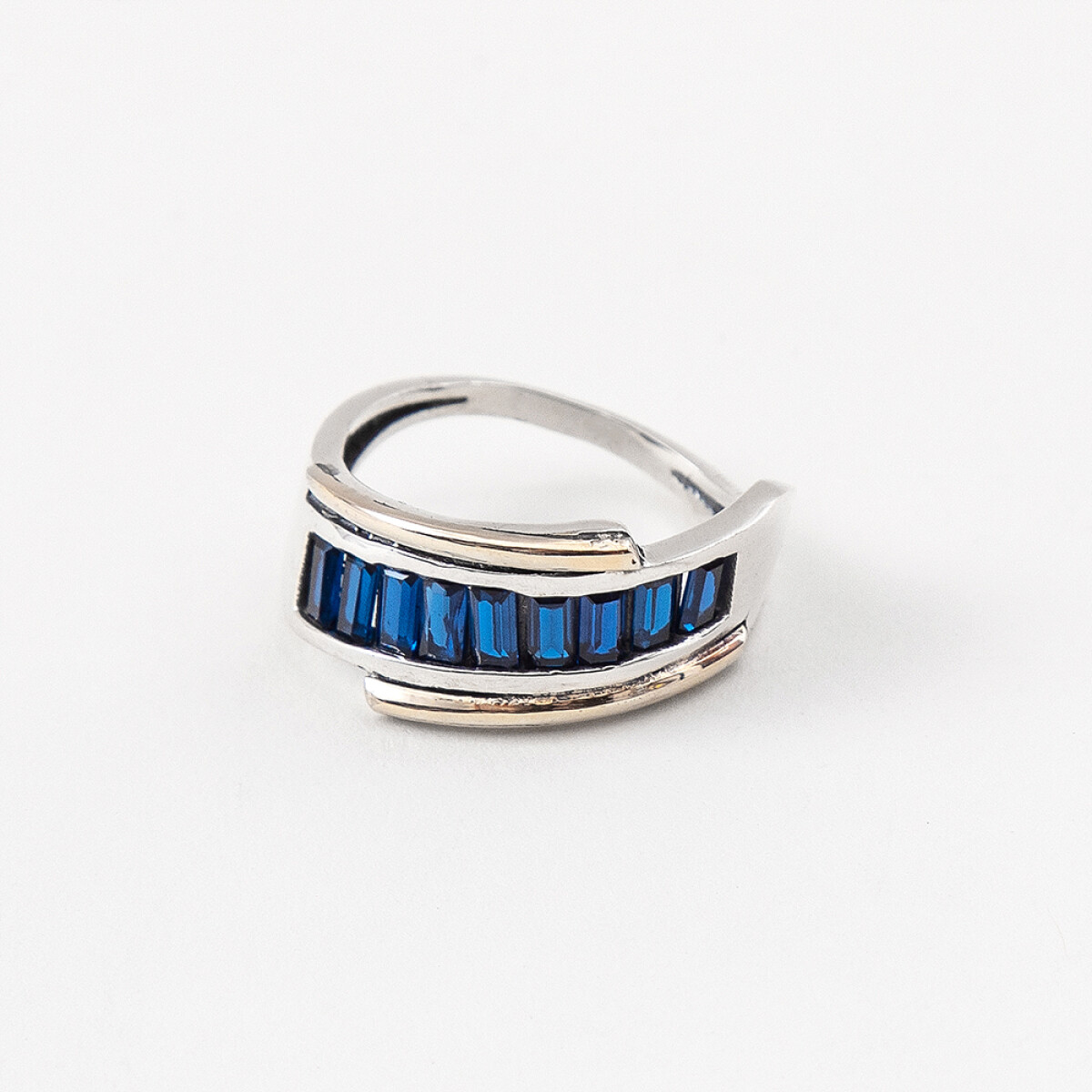 Anillo Sidney Blue - Plata y Oro 