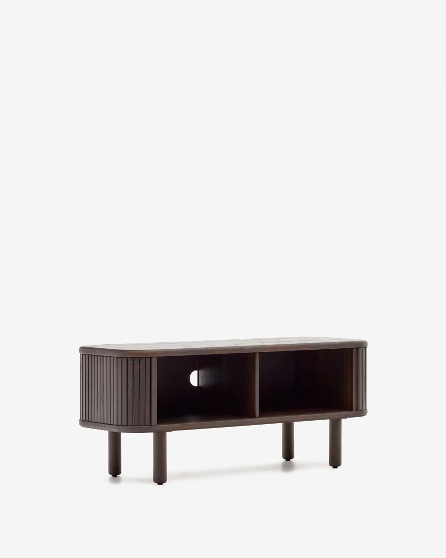 Mueble TV Mailen 2 puertas en chapa de fresno con acabado oscuro 120 x 50 cm