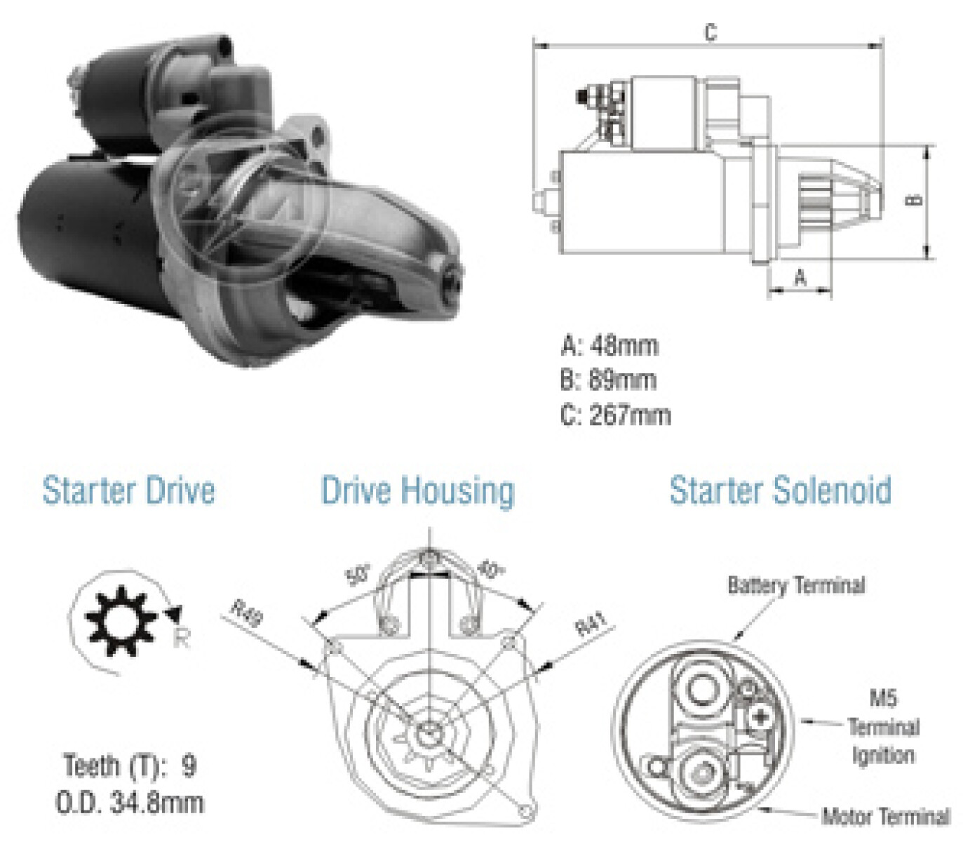 ARRANQUE MERCEDES BENZ OM352 364 366 12V 9D BOSCH JF CON REDUCT=STRJF.12V ZM 