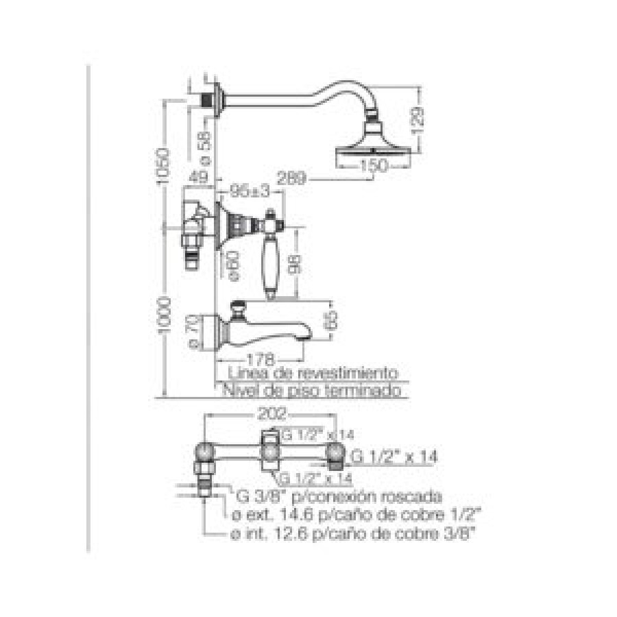 Grifería de Baño Ducha Bimando con Transferencia Cromado Línea CCB Lever Grifería de Baño Ducha Bimando con Transferencia Cromado Línea CCB Lever