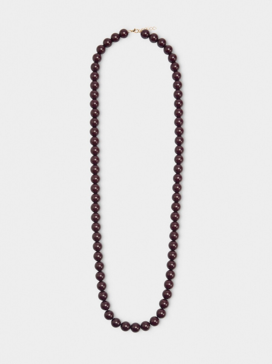 Collar Largo Con Cuentas - burdeos 