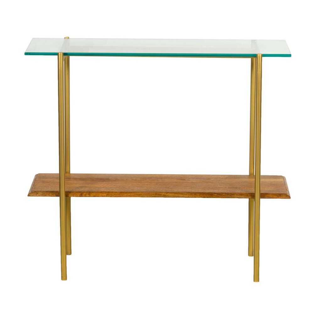 CONSOLA MADERA-Y-VIDRIO NATURAL-BEIGE MARILYN NATURAL