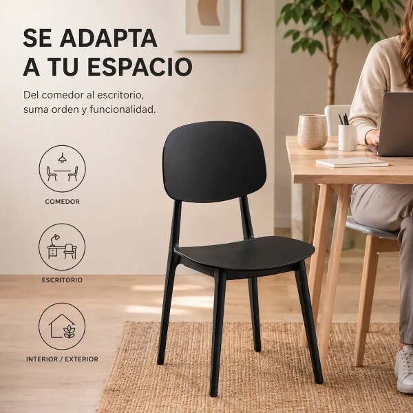 Silla Comedor ComboHome Visby Blanca Diseño Moderno Calidad Color Negro