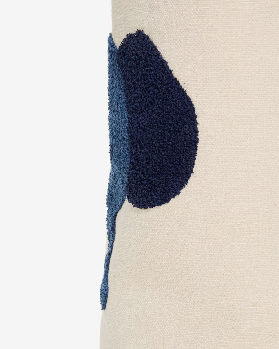 Cesta Tandani de algodón beige con elefante azul 50 cm Cesta Tandani de algodón beige con elefante azul 50 cm