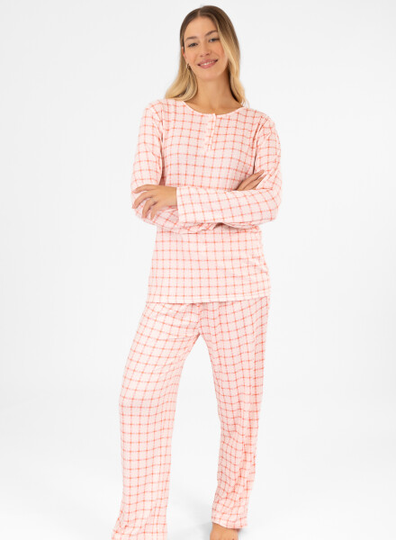 Pijama pink tile allover Rosado