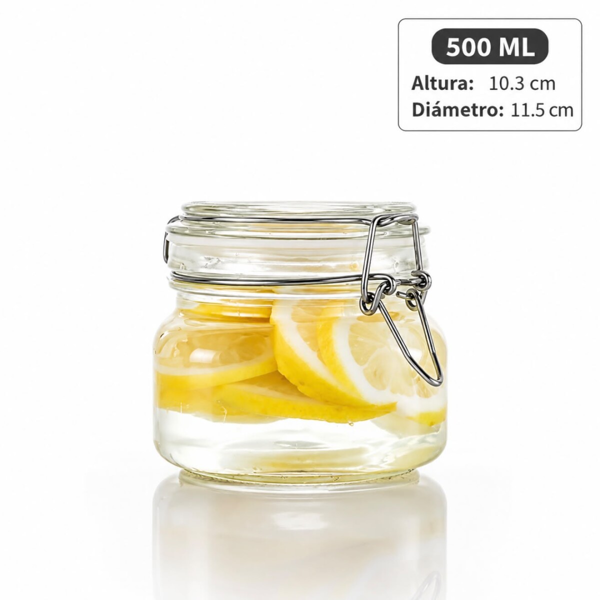 Frasco de Vidrio Hermético Multiuso con Tapa y Cierre Metálico 500ML 