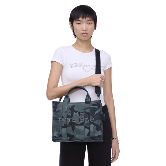 MARC JACOBS - THE CAMO JACQUARD MEDIUM TOTE BAG Azul Oscuro