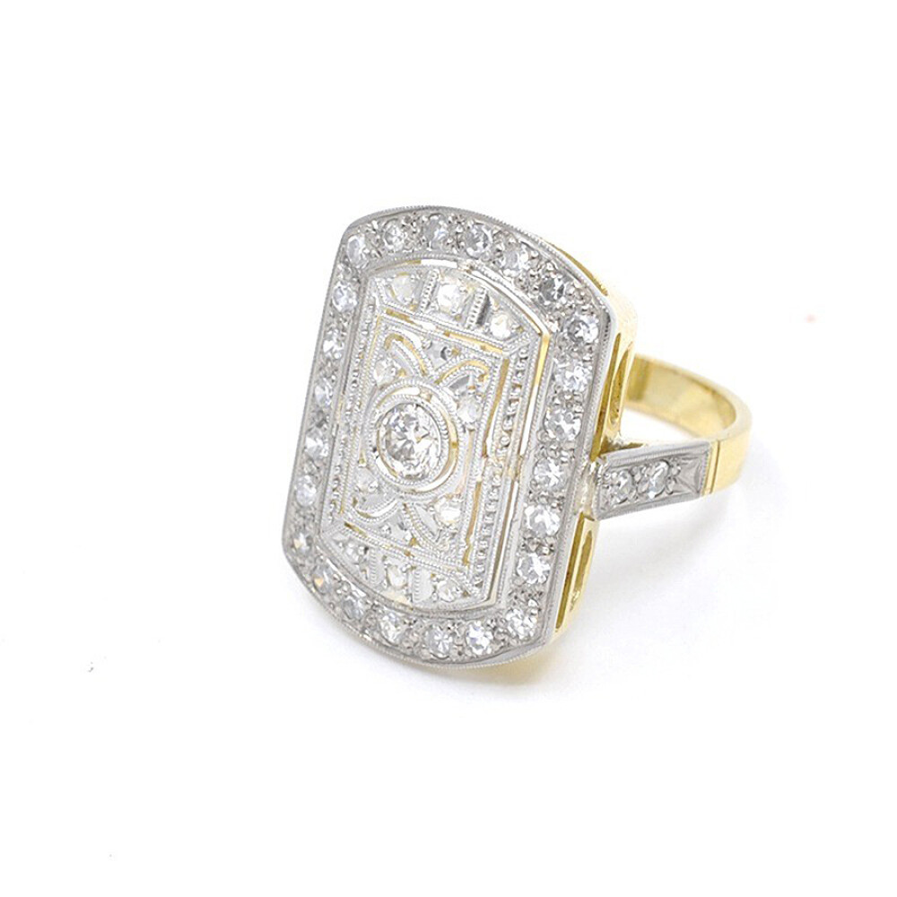 Anillo Nuevo Estilo Antiguo En Oro 18K Y Brillantes Anillo Nuevo Estilo Antiguo En Oro 18K Y Brillantes