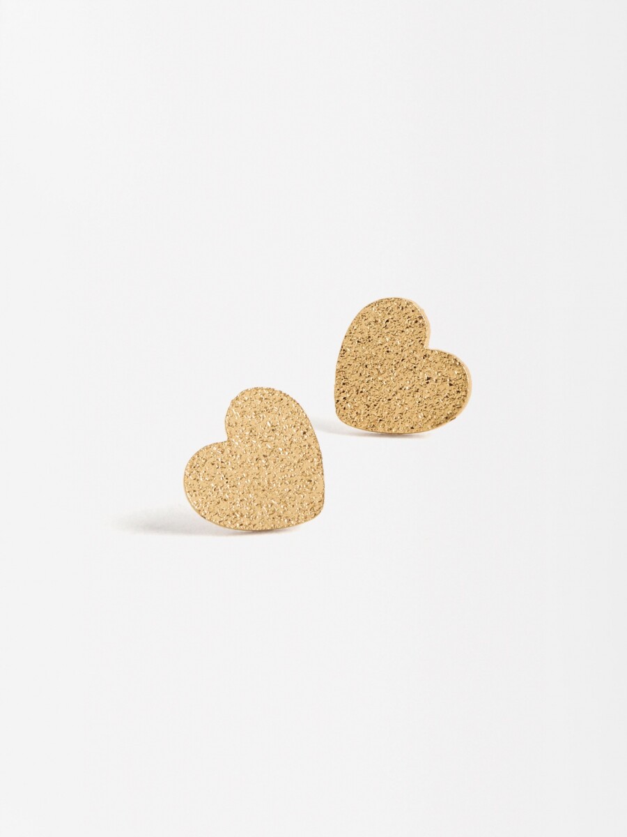 Pendientes Corazón Con Efecto Martillado dorado