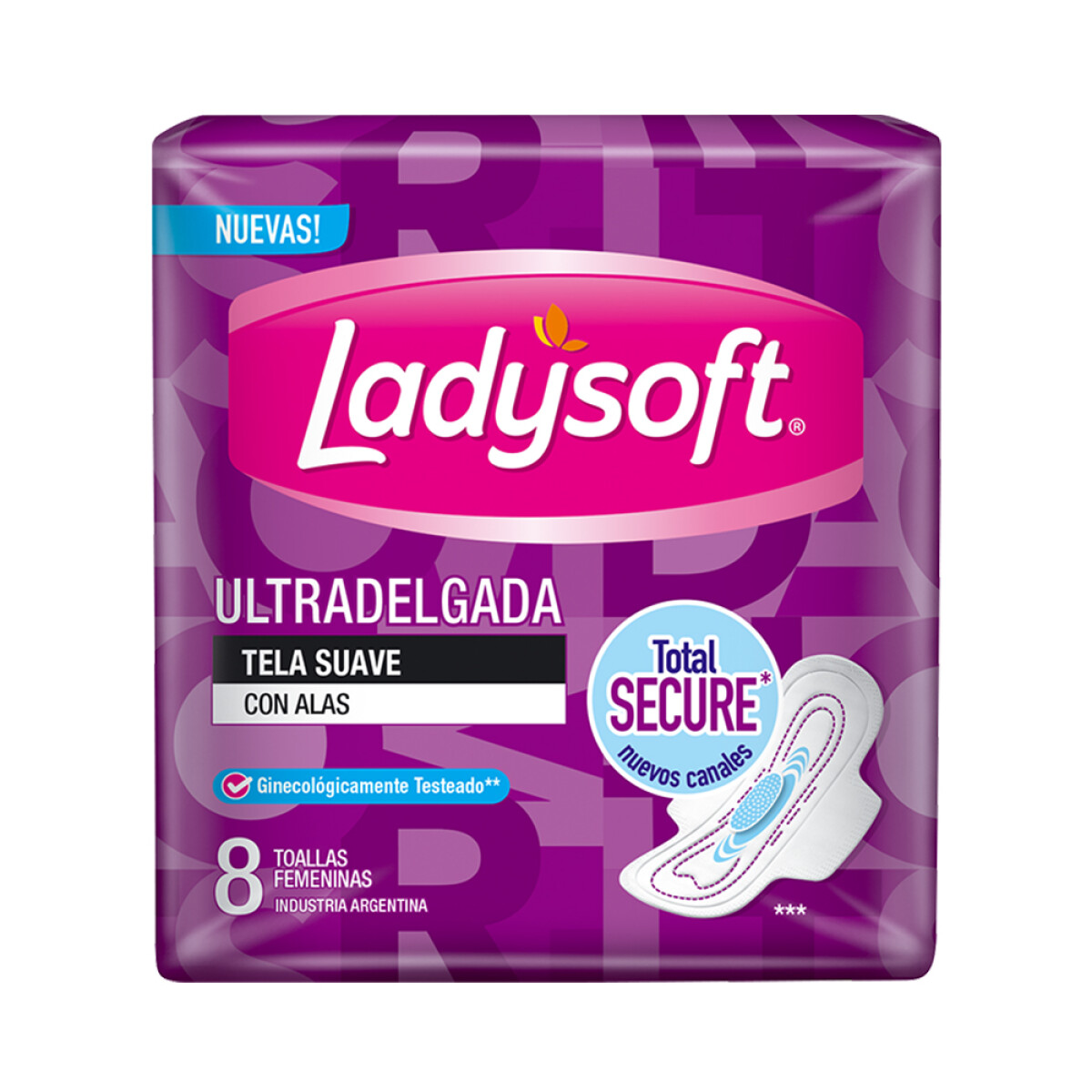 Toalla Femenina Ladysoft Ultra Delgada Tela Suave X8 