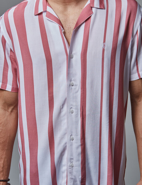 Camisa m/c rayada rosa