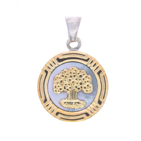 Colgante de plata 925, double en oro 18 ktes y Nacar, ARBOL DE LA VIDA Colgante de plata 925, double en oro 18 ktes y Nacar, ARBOL DE LA VIDA