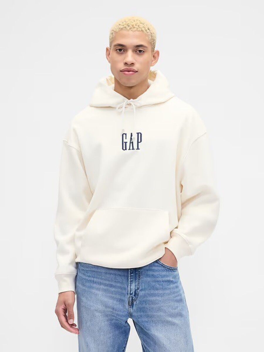 Canguro Logo Gap Oversized Hombre - Ivory Frost 