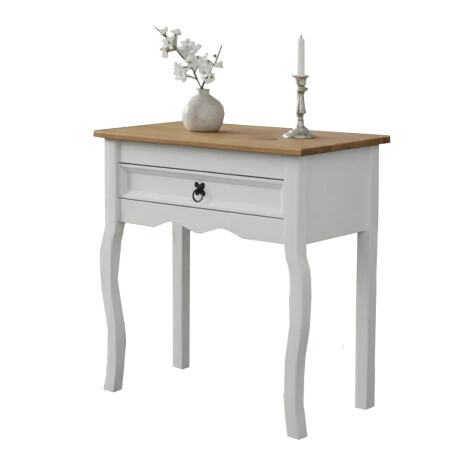 APARADOR MADERA MACIZA MESA AUXILIAR CON CAJÓN Color blanco