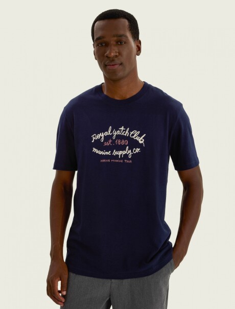 CAMISETA CON ESTAMPA MODELO REGULAR AZUL