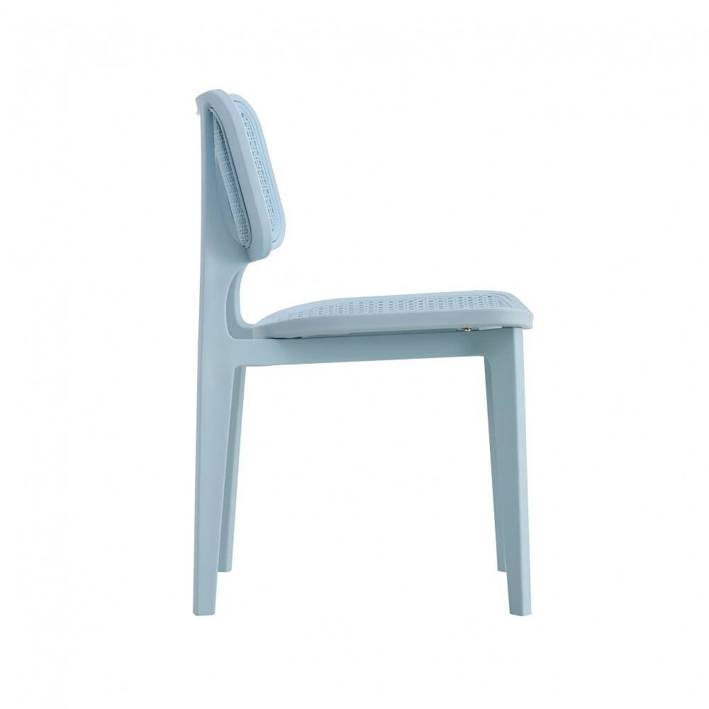 Silla Simil Rattan de polipropileno Celeste
