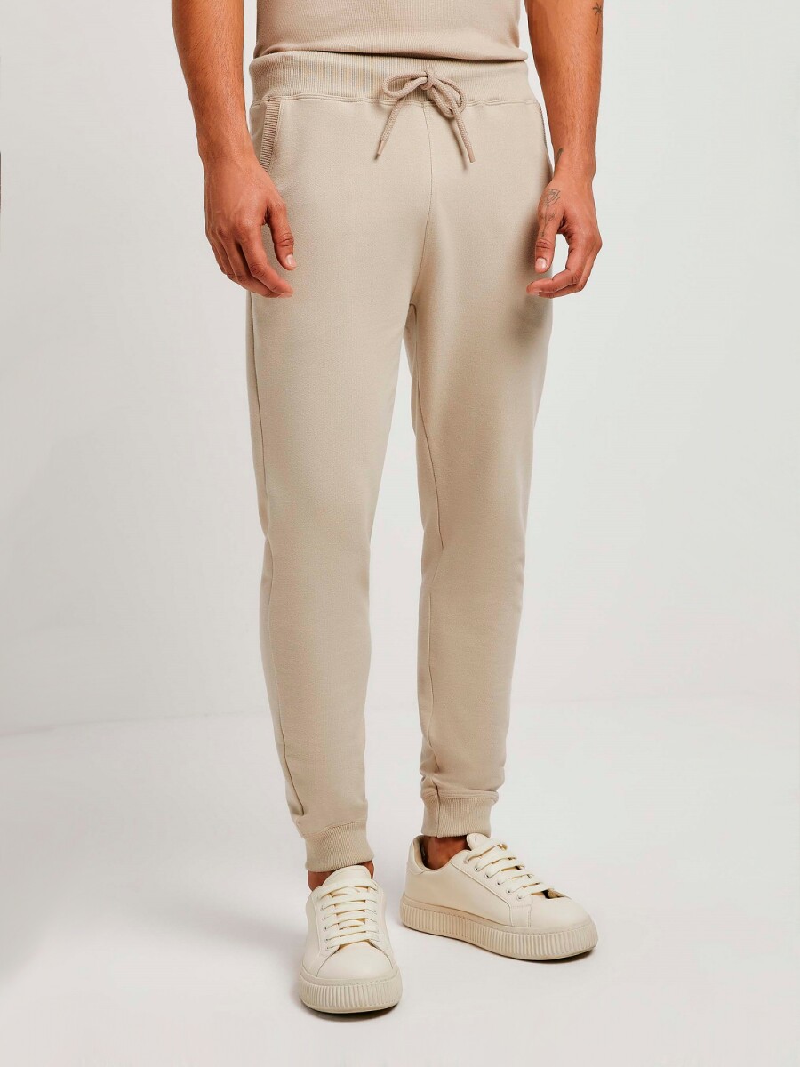 PANTALÓN BABUCHA MASCULINO CON FELPA - BEIGE 