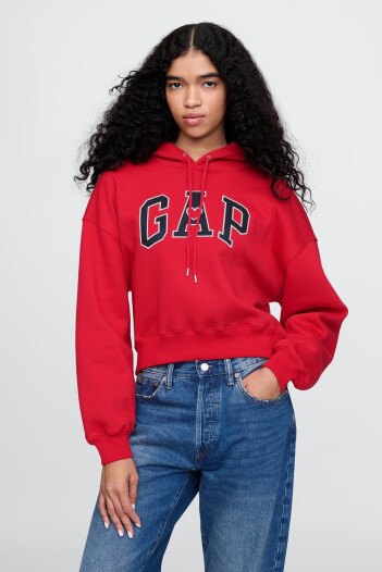 Canguro Logo Gap Cropped Con Felpa Mujer Modern Red Logo