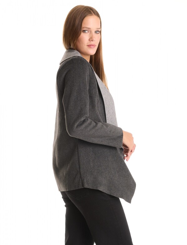 Cardigan Soft & Solapa Contraste GRIS OSCURO