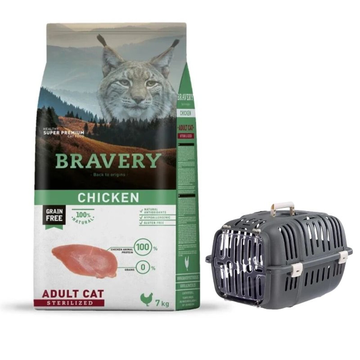Bravery Chicken Adult Cat Sterilized - 7 kgs + Transportadora JET10 de Obsequio! 