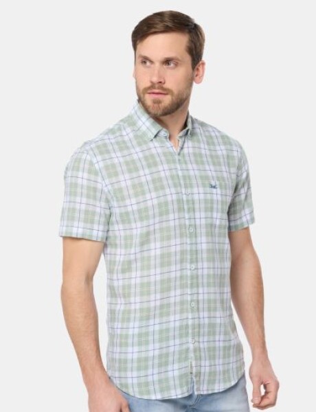 CAMISA DE LINO A CUADROS Verde