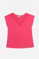 Remera con detalle en broderie FUCSIA