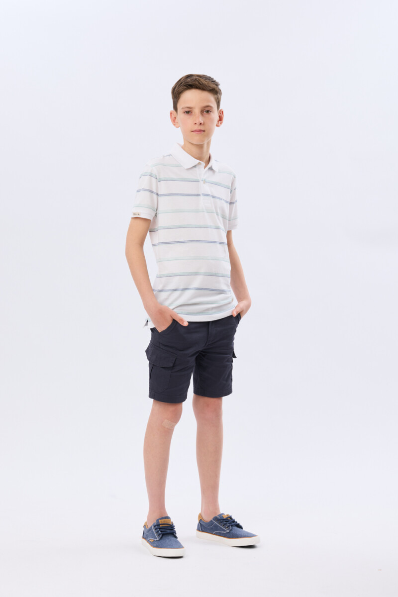 BERMUDA CARGO SPANDEX - Azul 