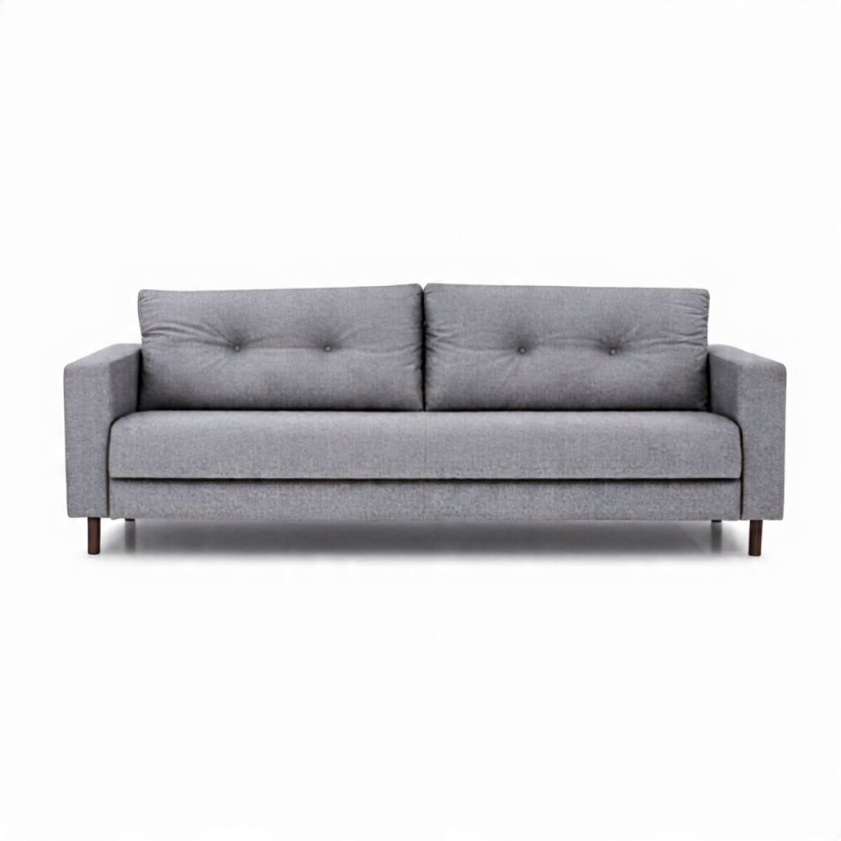 Sofa 4 cuerpos tela Gris Brillo con respaldo semi capitoneado 