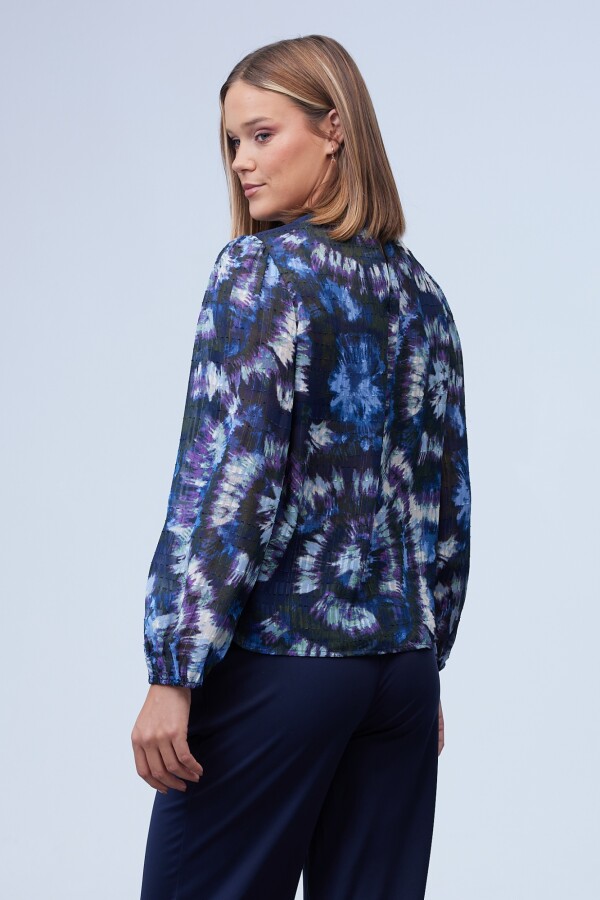 Blusa Gasa Shibori MULTI/AZUL